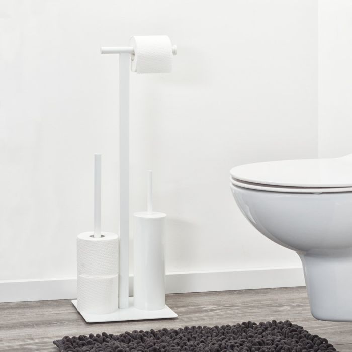 Pastatomas tualeto šepetys su WC popieriaus laikikliu Sealskin Square, baltas