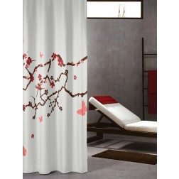 Vonios dušo užuolaida Sealskin Blossom, raudona (180x200)