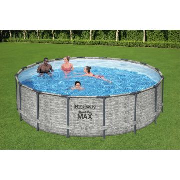 4.88m x 1.22m Bestway apvalus karkasinis lauko baseinas Steel Pro MAX, pilkas