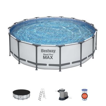 4.88m x 1.22m Bestway stačiakampis karkasinis lauko baseinas Steel Pro MAX, pilkas